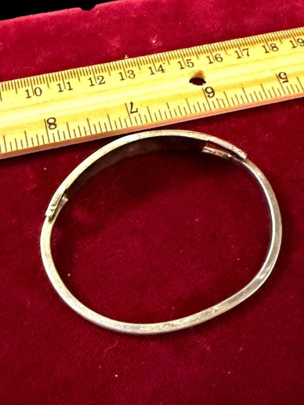 Vintage Mexican Alpaca Nickel Silver Abalone Bangle Bracelet
